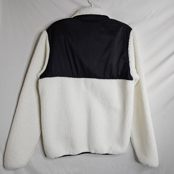 NWT TRUE RELIGION Jacket Coat Colorblock Sherpa Logo WHITE & BLACK size S Fleece - Picture 11 of 12